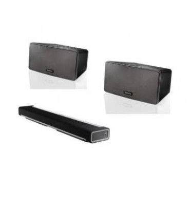 Sonos PLAYBAR Wireless Soundbar + 2 Sonos PLAY:3 All-in-One Wireless Music Player / Speakers (Black)