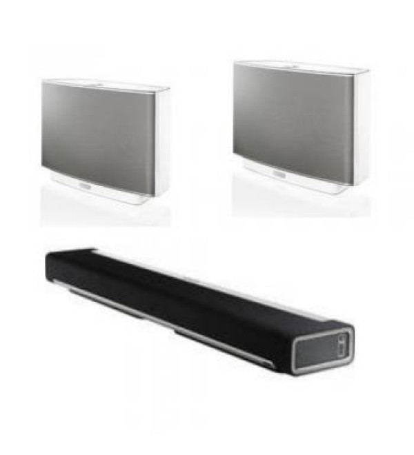 Sonos PLAYBAR Wireless Soundbar + 2 Sonos PLAY:5 All-in-One Wireless Music System (White)