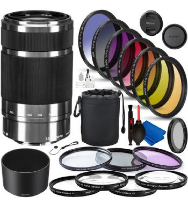 Sony E 55-210mm f/4.5-6.3 OSS - SEL55210 Professional Lens Bundle (Silver)
