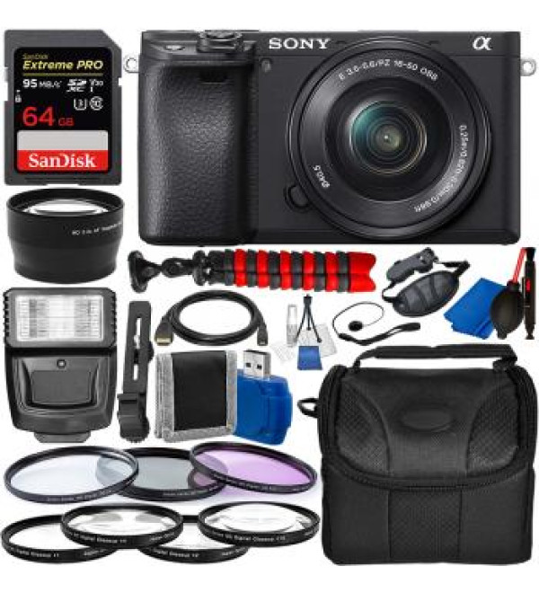 Sony Alpha a6400 Mirrorless Digital Camera with 16-50mm Lens and Essential Accessory Bundle