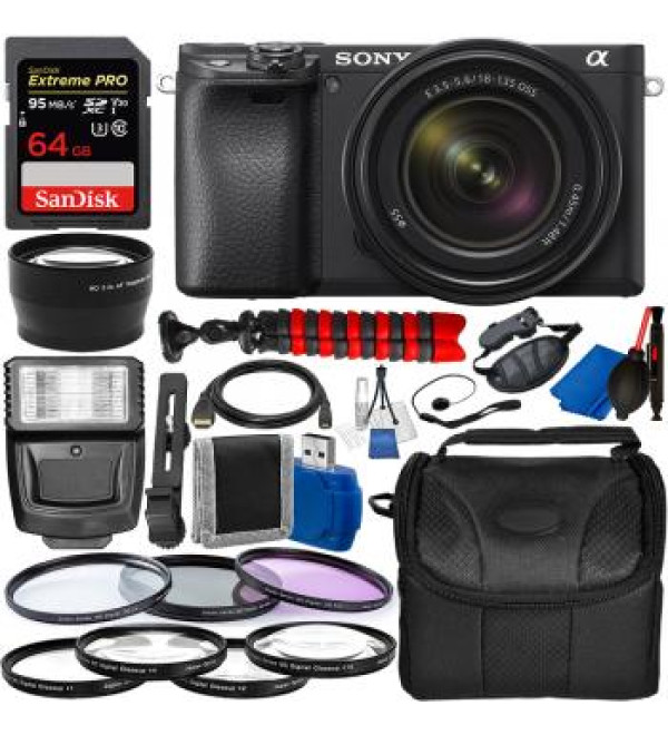 Sony Alpha a6400 Mirrorless Digital Camera with 18-135mm Lens and Essential Accessory Bundle