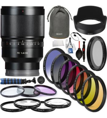 Sony Distagon T* FE 35mm f/1.4 ZA Lens - SEL35F14Z Professional Lens Bundle
