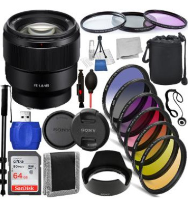 Sony FE 85mm f/1.8 Lens - SEL85F18/2 Must Have Bundle