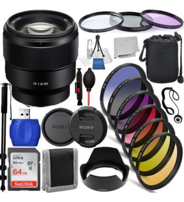 Sony FE 85mm f/1.8 Lens - SEL85F18/2 Must Have Bundle