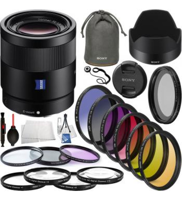 Sony Sonnar T* FE 55mm f/1.8 ZA Lens - SEL55F18Z Professional Lens Bundle
