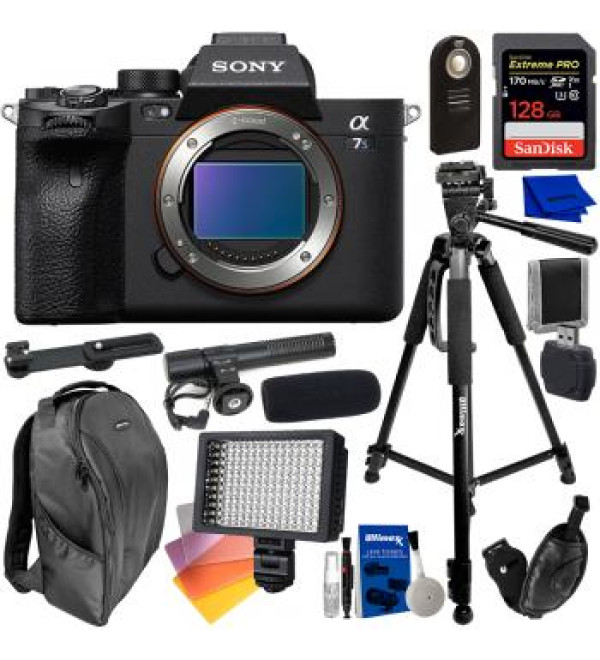 Sony Alpha a7S III Mirrorless Digital Camera (Body Only) with Essential Accessory Bundle - Includes: SanDisk Extreme Pro 128GB SDXC Card, Carbon Fiber 60 Tripod, Water Resistant Backpack & MORE