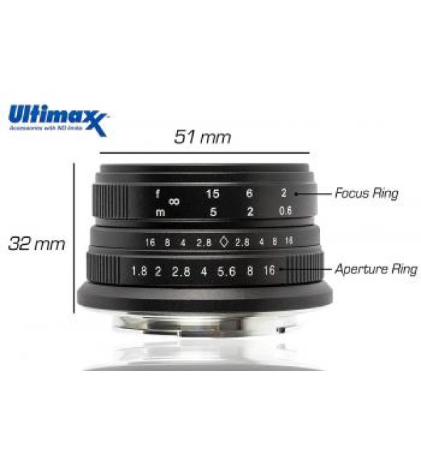 Ultimaxx 25mm f/1.8 Manual Lens Kit for Sony E