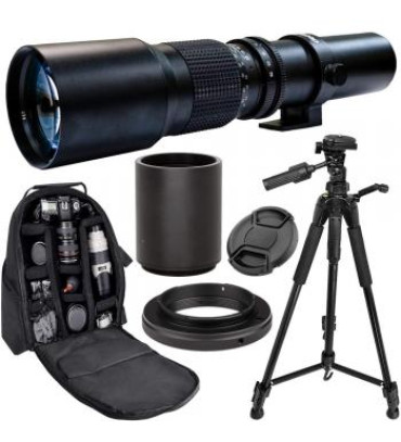 Ultimaxx 500mm f/8 Manual Telephoto Lens and Accessory Bundle