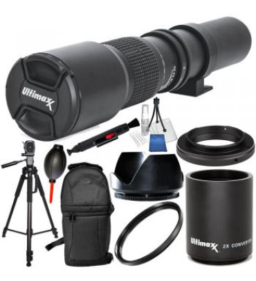 Ultimaxx 500mm F/8.0 Multi Coated High-Power Preset Telephoto Lens (for Canon) and Accessory Bundle