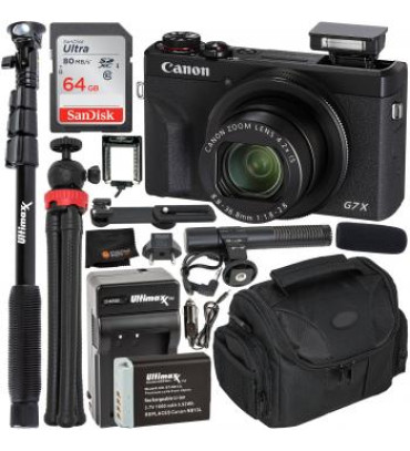 Canon PowerShot G7 X Mark III Digital Camera (Silver) - 3637C001 and 8PC Video Starter Bundle