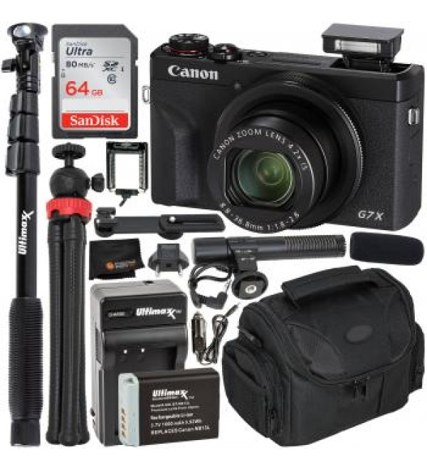 Canon PowerShot G7 X Mark III Digital Camera (Silver) - 3637C001 and 8PC Video Starter Bundle