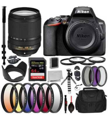 Nikon D3500 DSLR Camera - 1590B with Nikon AF-S DX NIKKOR 18-140mm f/3.5-5.6G ED VR Lens - 2213 with Advanced Bundle