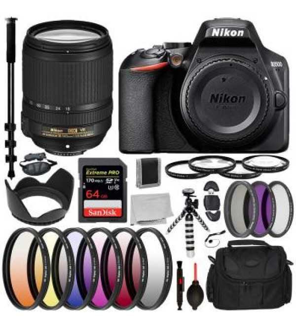 Nikon D3500 DSLR Camera - 1590B with Nikon AF-S DX NIKKOR 18-140mm f/3.5-5.6G ED VR Lens - 2213 with Advanced Bundle
